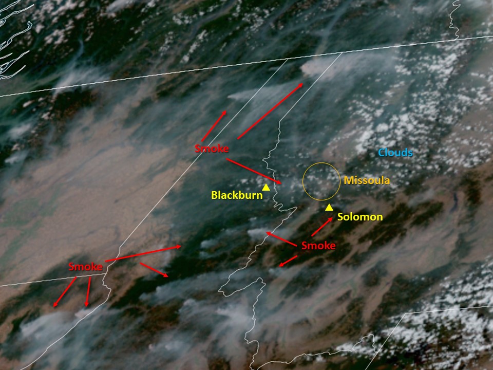 A satellite photo showing wildfire smoke plumes across the northwest on September 1, 2022.