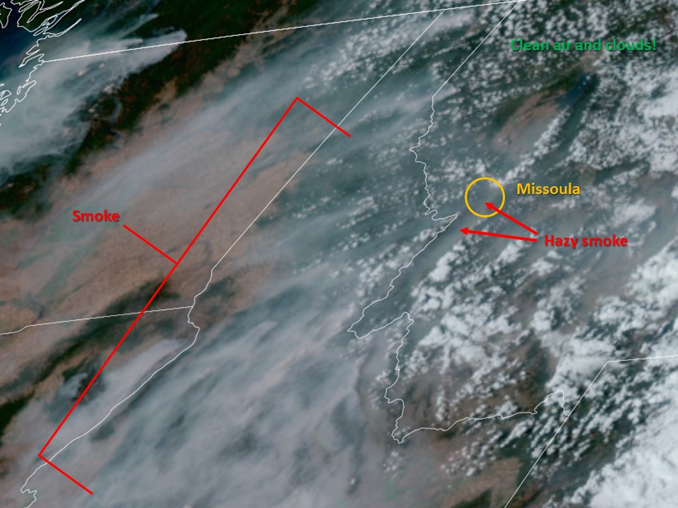 A satellite photo showing wildfire smoke plumes across the northwest on September 9, 2022.