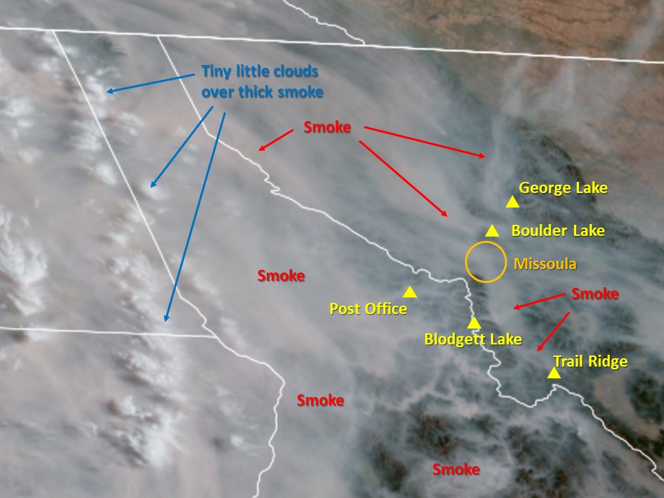A satellite photo showing wildfire smoke plumes across the northwest on September 11, 2022.