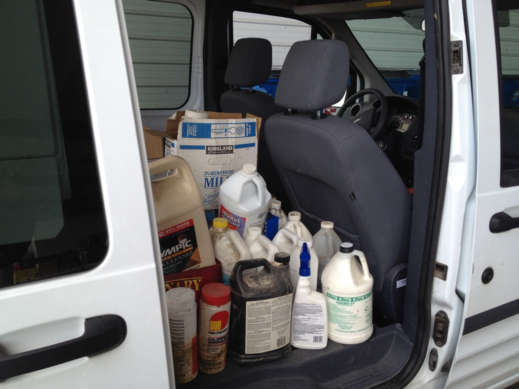 Van with materials for water testing.