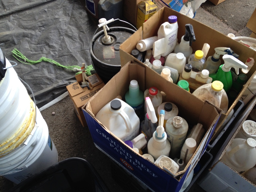 Boxes of chemicals used within the water quality division.